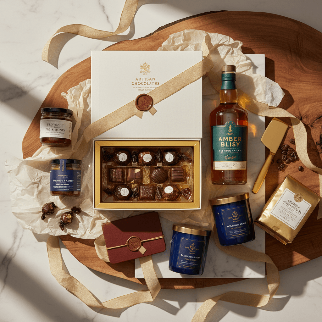 Gourmet food hamper with wine